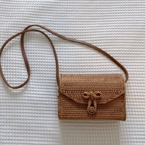 Hard Shell Wicker Crossbody Bag